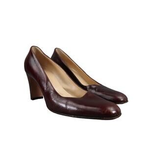 Hobbs Shoes Women 40 Pumps Classic Chunky Heel Fashion Leather Brown Formal Chic